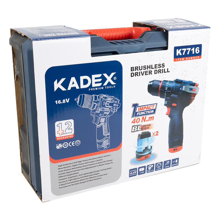 دریل پیچ گوشتی شارژی چکشی 16ولت براشلس مدل K7716 کادکس